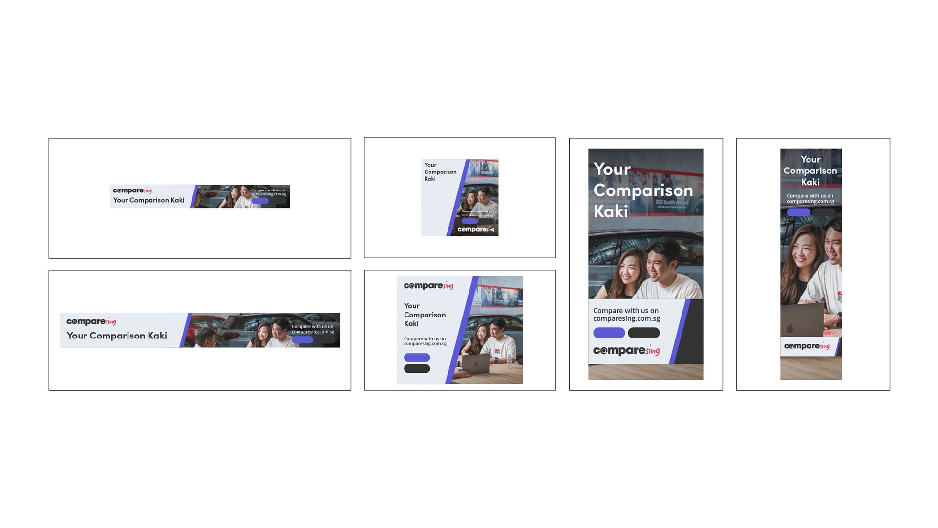 CompareSing display ad set in banner, square and skyscraper sizes