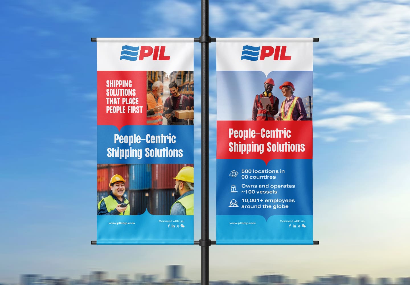 “People-Centric Shipping Solutions” street-pole banners