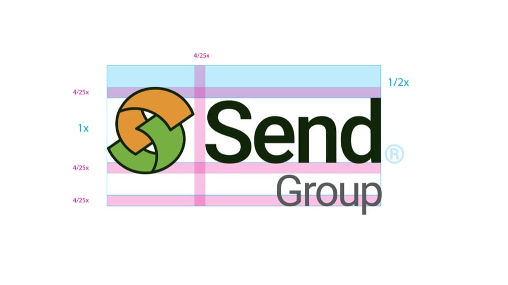 Send Group logo lockup with clear-space guides